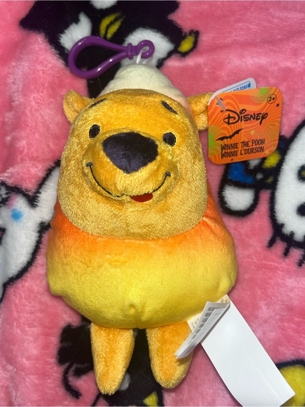 Disney Winnie the Pooh Halloween Candy Corn Plush Clip-On Bag Charm NEW NWT